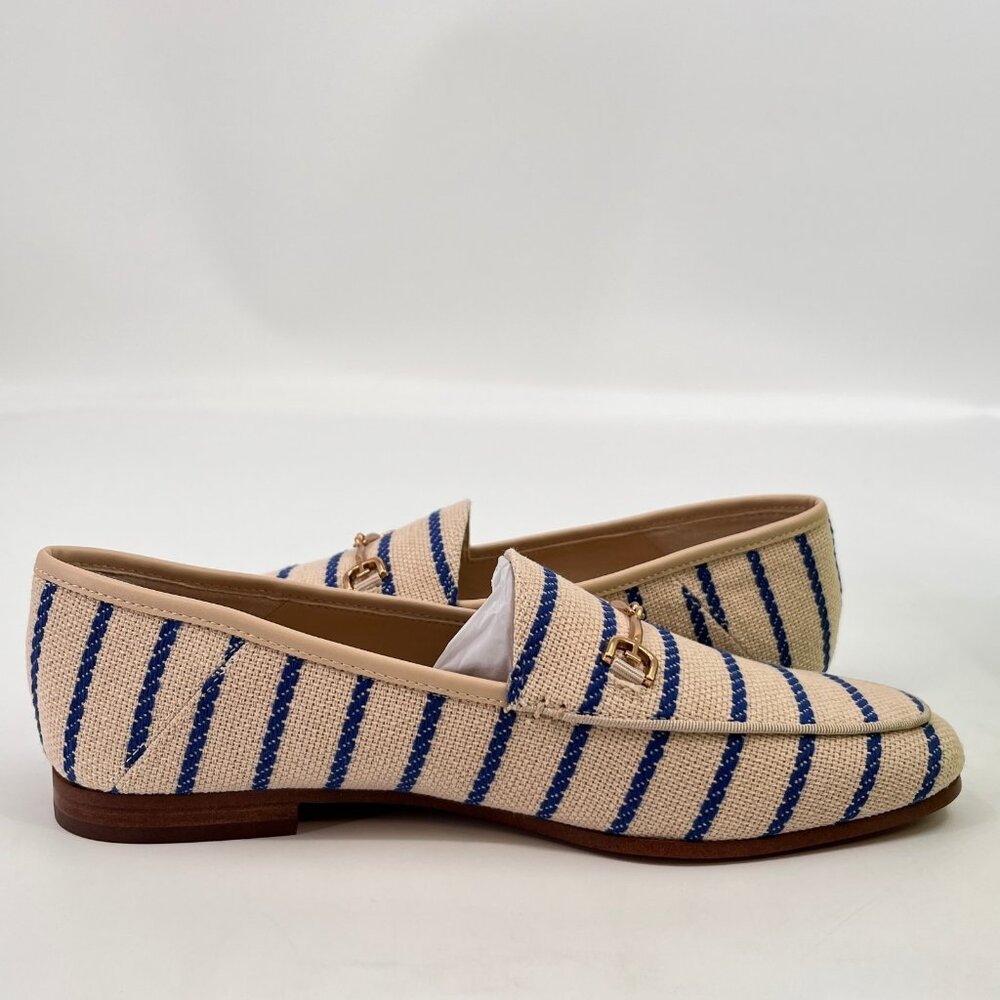 Sam Edelman Loraine Loafer Cobalt Stripe Size 8.5 Fabric Bit Almond Toe Flat - Picture 7 of 13